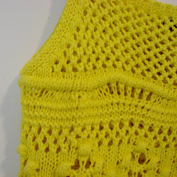 Zara Yellow Crochet Knit Top Boho Tie Straps Cropped Loose Fit NEW NWT Small - Picture 15 of 16